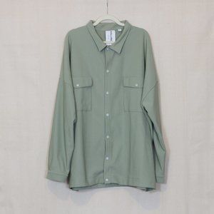 Collusion sage green oversized ribbed overshirt / shacket
